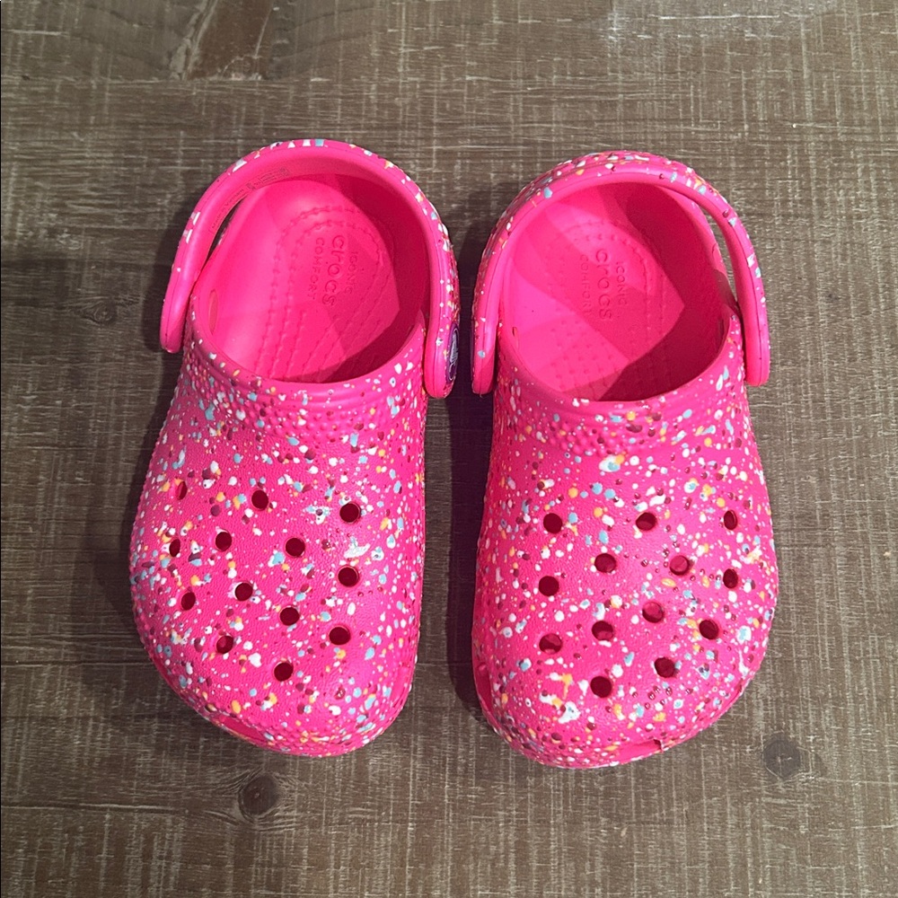 Crocs Girls Pink with Multicolor Speckles - Picture 2 of 2